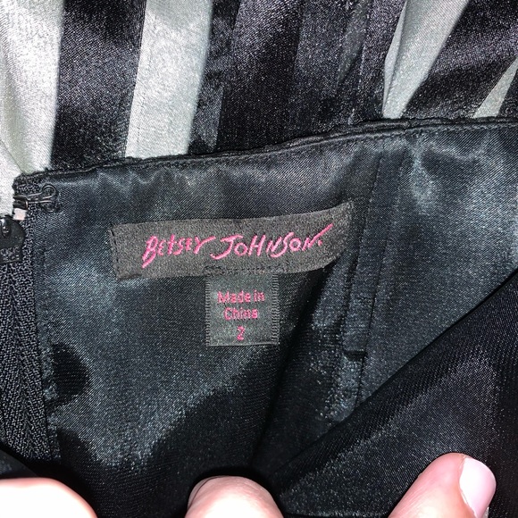 Betsey Johnson black burnout striped strapless cocktail dress retro size 2 - Picture 4 of 5
